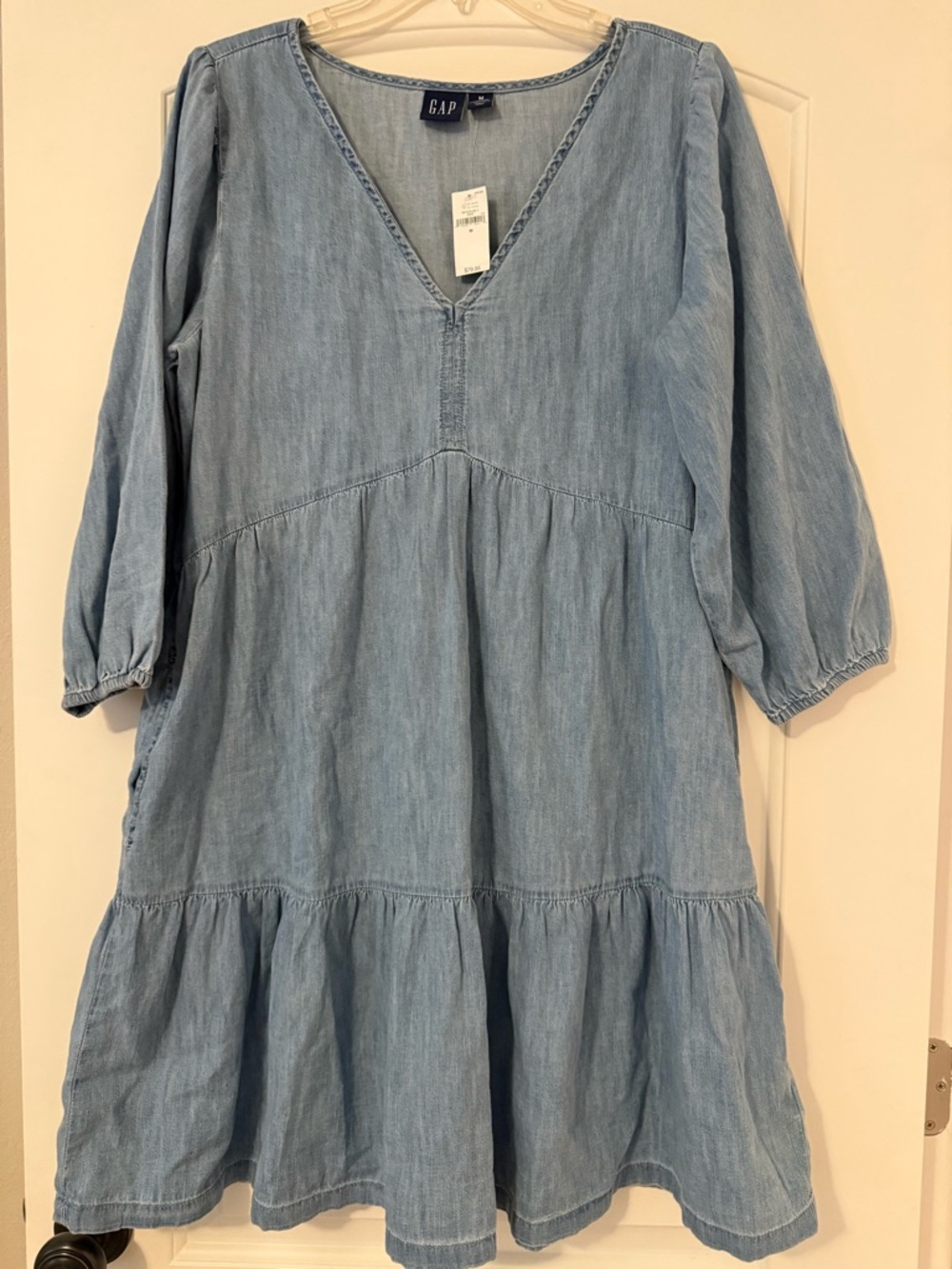 GAP Chambray tiered mini dress